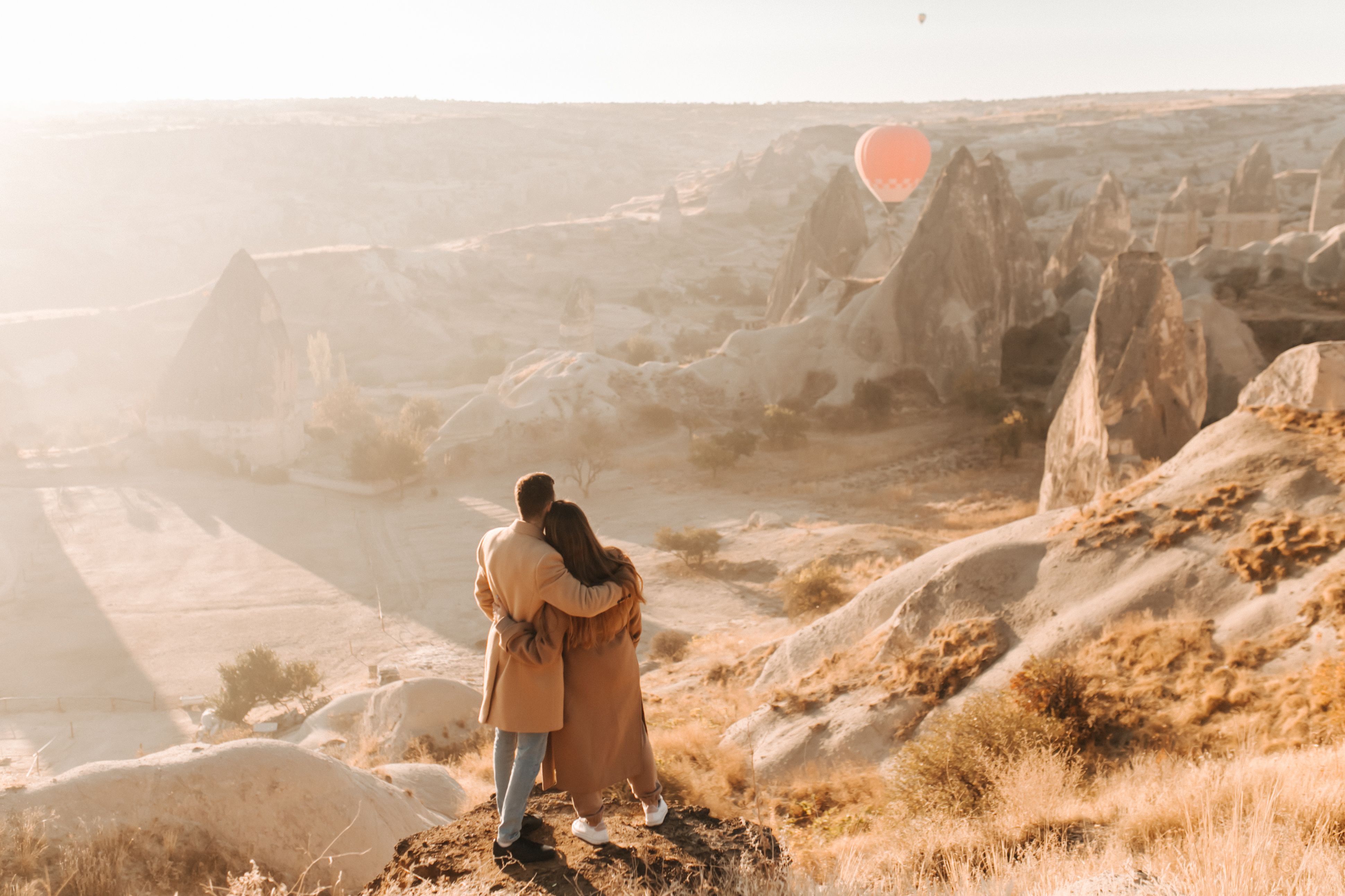 Romantic terrace set for two at sunset